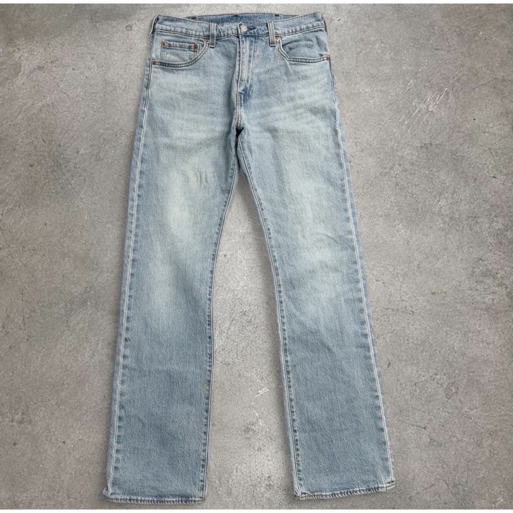 Levis Premium 517 Bootcut Jeans Mens 30x32 Light Blue Denim Western Fade Whisker